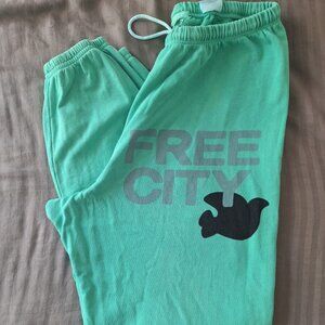 Free City Logo Cotton Green Sweatpants Size XL